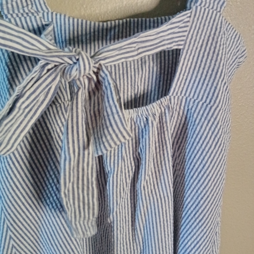 🦋 Altar'd State Striped Tank Mini Dress Cut Out Tie Back S - Picture 6 of 11